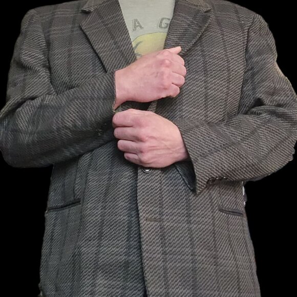 Vintage Murray Goldman Gray Plaid Blazer - Picture 1 of 6